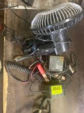 Miscellaneous electrical. Fan,test light,cables.