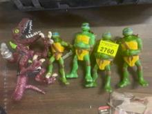 Teenage Mutant Nija turtles figurines.