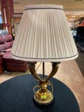 Candle Stick Style Brass Table Lamp with Shade