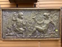 Vintage Angels with Wine in Grape Garden Embossed Wall Plaque