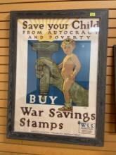 The United States Printing and Lithograph Company World War 1 Save Your Child Buy War Savings Stamps