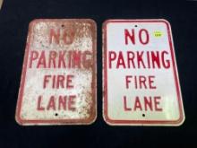 2 Metal No Parking Fire Lane Signs