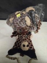 1- Bag of 12, New, Cold Weather Hats, 100 percent Wool, Made in Nepal. Giraffe.