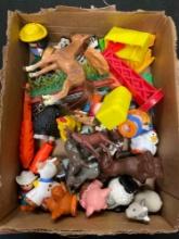 Box Full of Assorted Farm and Farm Animal Toys