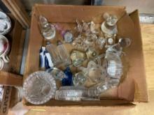 Box of Assorted Small Clear Glass Collectibles