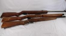 Three used wooden air rifles, one Crosman 140, one Sheridan and one Gamo 220