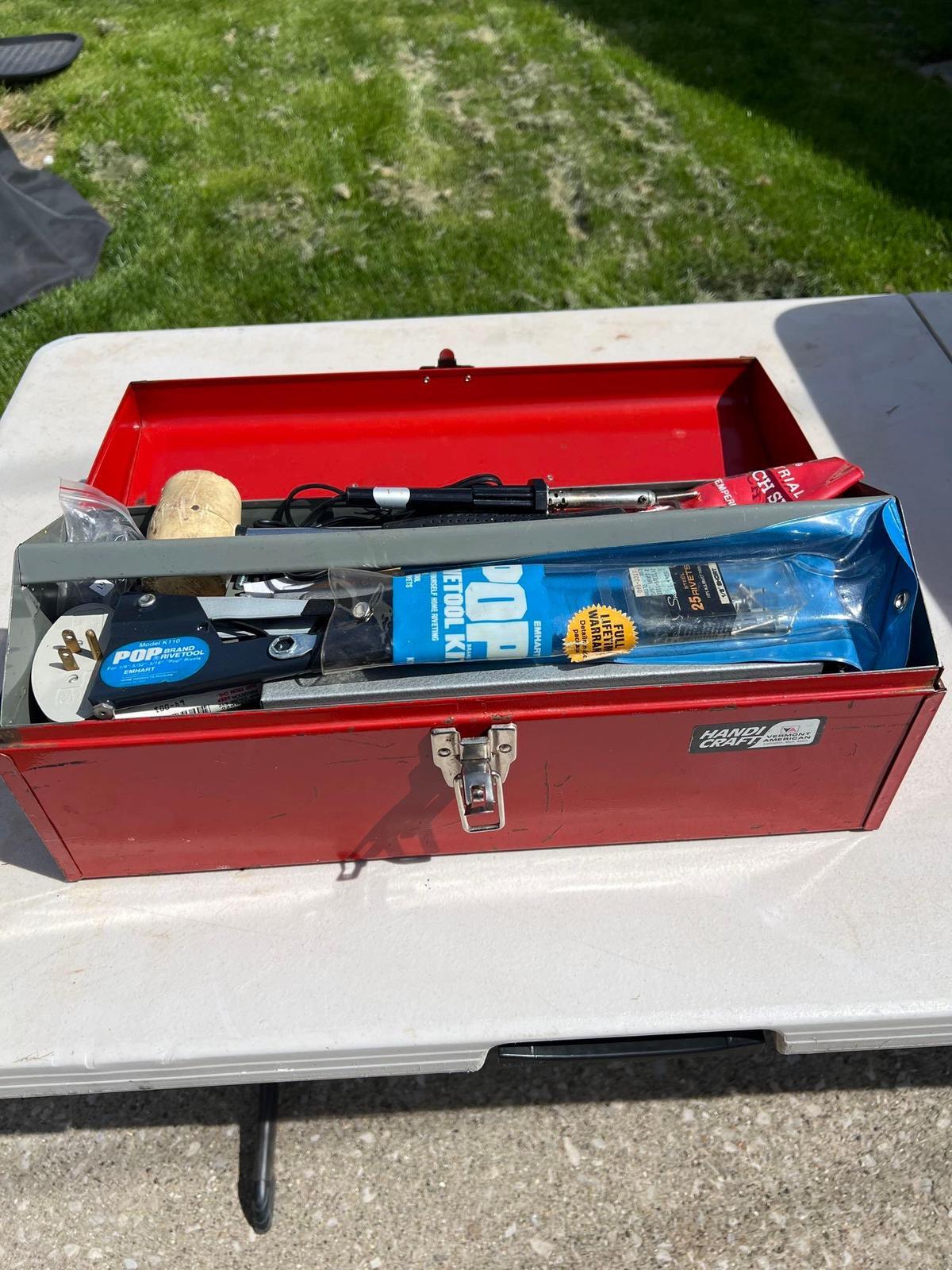 fully loaded metal handi craft tool box