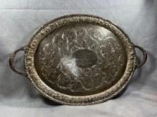 Vtg Ornate Sterling Silver Platter