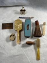 Vintage Brushes, Toothpick Holder and Misc