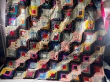 1920s Pink Back Log Cabin Style Quilt