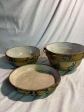 Antique Spongeware 3 Bowl Set