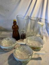 Corning Ware Dish set and misc Glass