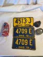 Vintage Ohio License Plates, Lantern, Insulators