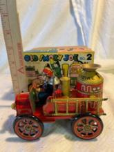 Vtg Tin Toy Fire Engine With Box
