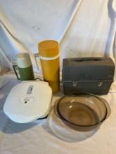Foreman Grill, Lunchbox, Thermos (2) and Pyrex Dish