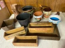 Assorted Flower Pots & Cheese Boxes