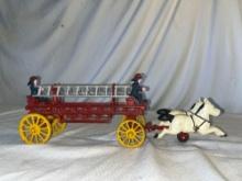 Vintage Cast Iron Horse Drawn Hook & Ladder Firefighters
