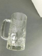 Beer Mug, Etched Sailboat, 6 1/4" Tall