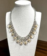 Pearl and Silver Circle Necklace