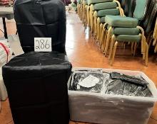 100PC NEW BLACK SATIN CHAIR COVERS