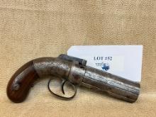 ANTIQUE ALLEN AND THURBER .32 CALIBER PEPPERBOX MUZZLE LOADING PISTOL