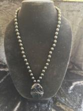 Necklace, onyx beads