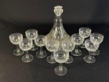 Anchor Hocking stemware brandy glasses w/ lead crystal decanter