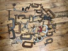 Assortment of C-clamps & other clamps -see photo's-