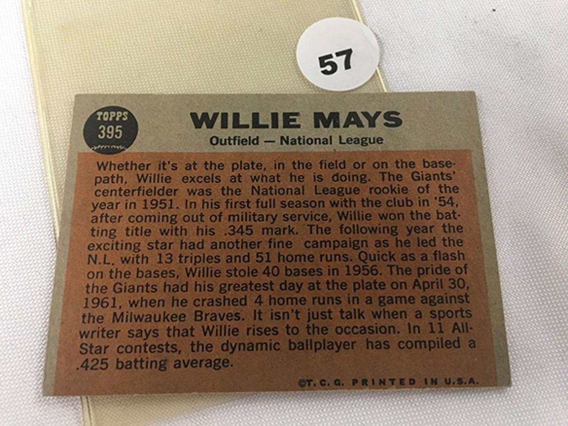 1962 Topps #395, Willie Mays