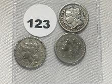 1866, 68, 69 3 Cent Pieces