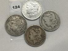 4 X $ 1881-S, 82-O, 84, 86-O Morgan Dollars