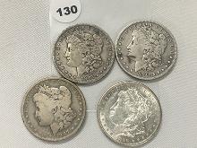 4 X $ 1882-S, 90-S, 91-S, 97-O Morgan Dollars