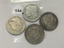 4 X $ 1890-O, 91, 99-O, 1900-O Morgan Dollar