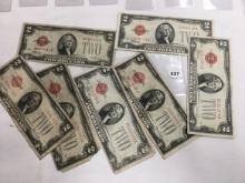 (7) 1928-G $2 Notes, Circulated