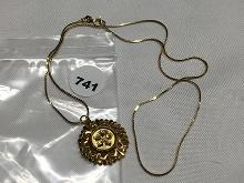 Stamped 22-20 Yellow Gold Pendant Necklace 20 inch, Mark ISREAL