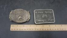 2 Belt Buckles - Bass & Willow Springs Chicago Plant