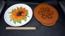 Sunflower Platter & Leaf/Apple Trays