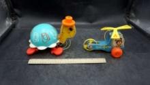 2 Fisher-Price Pull-Behind Toys - Turtle & Mini-Copter