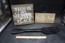 Decorative Fork & 2 Wooden Signs
