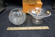 Nachtmann Crystal Footed Bowl W/ Box, Rose Bowl Pineapple Pattern Lead Crystal (Poland)