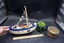 Wooden Sailboat, Mug & Trinket Bowl