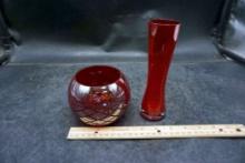 Red Candle Holder & Vase