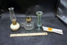 Glass Lanterns, Vase & Oil Lamp Wicks