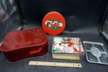 Tin Containers & Christmas Ornaments