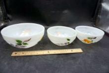 3 - Fire-King Fruit Nesting Bowls (Discoloration In One)