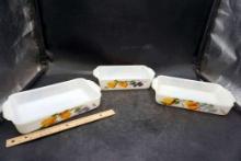 3 - Fire-King Fruit Casserole Dishes