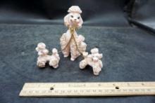 Poodle With 2 Poodle Puppies Figurine