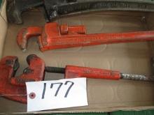 MISC RIGID PIPE WRENCH'S 24",18", NYE PIPE CUTTER