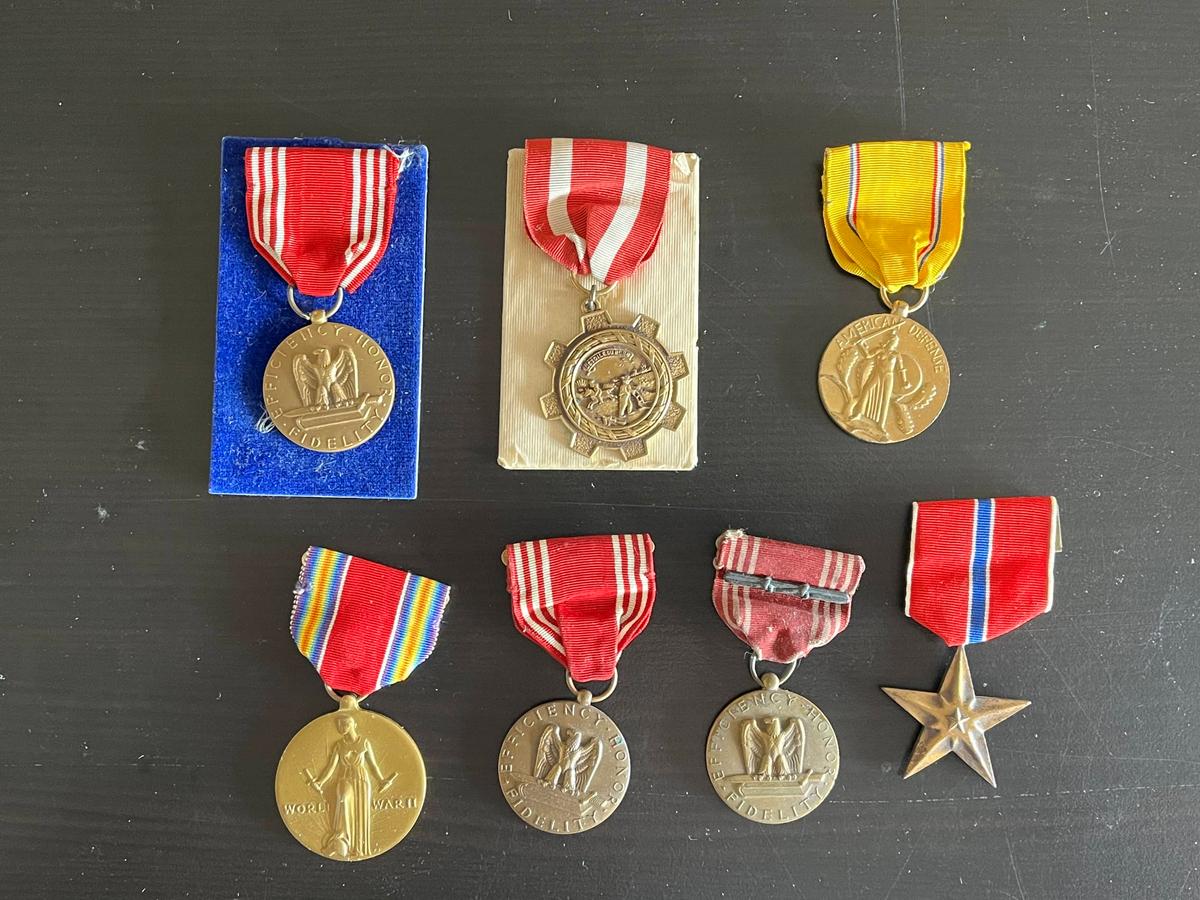 Lot of (7) U.S. Military Medals. Some are WWII.
