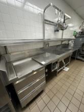 All Stainless Steel Prep Table w/(3) Drawers, 2comp. Sink w/Faucet, Salvajor Commercial Food Wast...